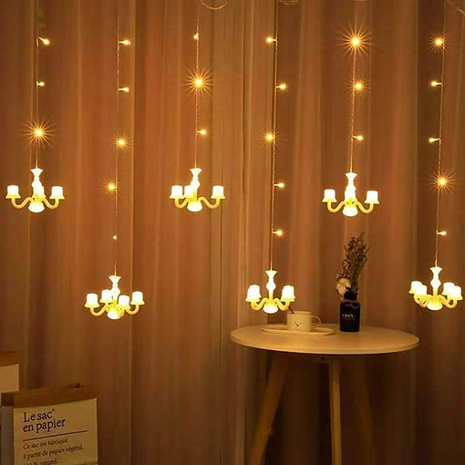 ستارة إضاءة شمعية LED بطول 2.5 متر – 6 حوامل