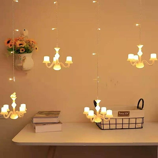 ستارة إضاءة شمعية LED بطول 2.5 متر – 6 حوامل - صورة 5