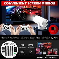 بروجكتر ألعاب ذكي M300 MAX بدقة 4K – مسرح منزلي مع يدين تحكم لاسلكية - صورة 12