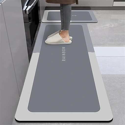 طقم سجاد مطبخ ميموري فوم قطعتان مقاوم للماء ومضاد للانزلاق