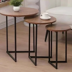 طقم طاولات جانبية 3 قطع تصميم عصري