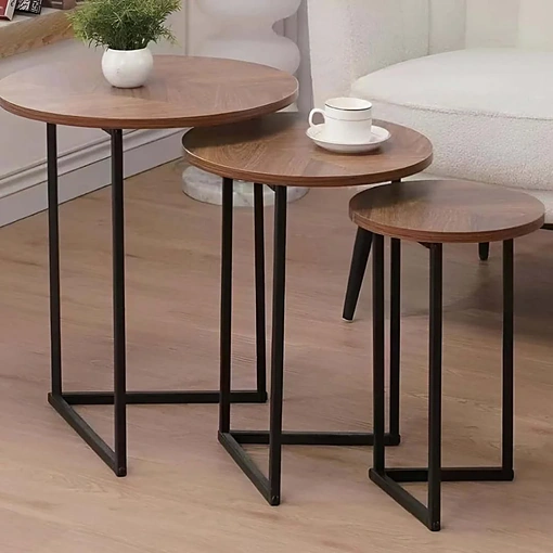 طقم طاولات جانبية 3 قطع تصميم عصري