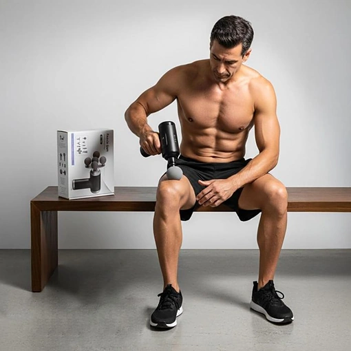جهاز مساج عضلات 6 سرعات مع 9 رؤوس تدليك وشحن Type-C تدليك عميق ومحمول - صورة 4