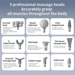جهاز مساج عضلات 6 سرعات مع 9 رؤوس تدليك وشحن Type-C تدليك عميق ومحمول - صورة 9
