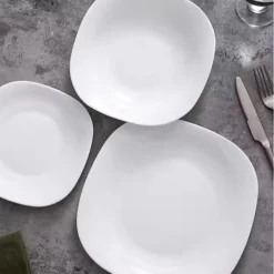 طقم أواني طعام زجاجي أوبال 18قطعة بتصميم مربع مستدير عصري - صورة 2