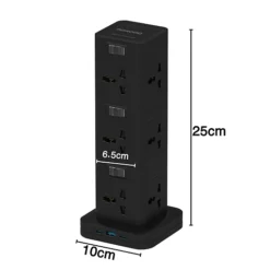مشترك كهربائي بورودو 2500 واط مع 12 مقبس و3 منافذ USB وشحن سريع PD - صورة 4