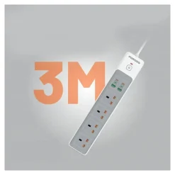 مشترك بورودو 3000 واط مع 4 منافذ ثلاثية للشحن السريع ومنافذ USB-A ومقابس كهربائية - صورة 4