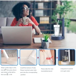 موزع مياه كهربائي محمول يعمل بالشحن – USB Type-C – بطارية 1800mAh - صورة 11