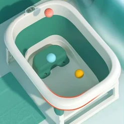 حوض استحمام محمول قابل للطي للأطفال مع شاشة عرض رقمية لدرجة الحرارة - صورة 5