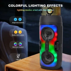 مكبر صوت سماعة بلوتوث محمولة خارجية صوت قوي وإضاءة LED - صورة 5
