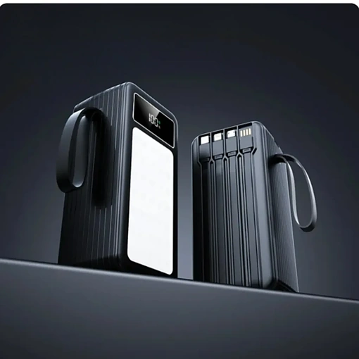 باور بانك بسعة 60000mAh مع شحن سريع 22.5 واط و4 كابلات مدمجة وإضاءة LED - صورة 2