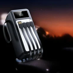 باور بانك بسعة 60000mAh مع شحن سريع 22.5 واط و4 كابلات مدمجة وإضاءة LED - صورة 6