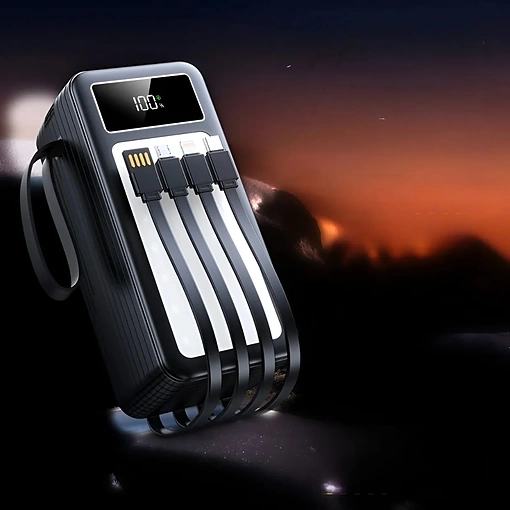 باور بانك بسعة 60000mAh مع شحن سريع 22.5 واط و4 كابلات مدمجة وإضاءة LED - صورة 6