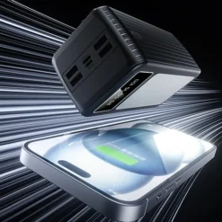 باور بانك بسعة 60000mAh مع شحن سريع 22.5 واط و4 كابلات مدمجة وإضاءة LED - صورة 7