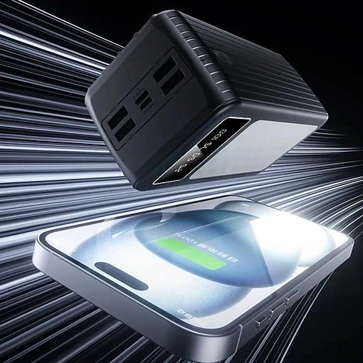 باور بانك بسعة 60000mAh مع شحن سريع 22.5 واط و4 كابلات مدمجة وإضاءة LED - صورة 7