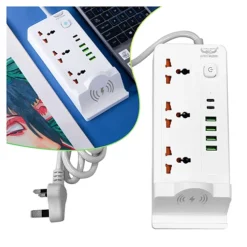 مشترك كهربائي في 1 بقدرة 2500 واط مع شحن لاسلكي وUSB وType-C