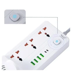 مشترك كهربائي في 1 بقدرة 2500 واط مع شحن لاسلكي وUSB وType-C - صورة 3
