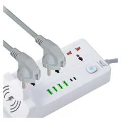 مشترك كهربائي في 1 بقدرة 2500 واط مع شحن لاسلكي وUSB وType-C - صورة 4