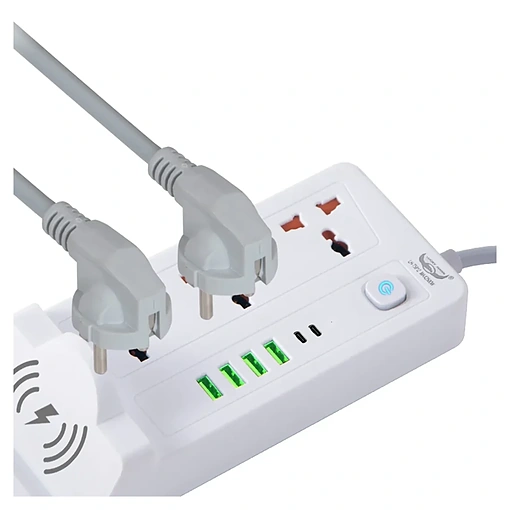 مشترك كهربائي في 1 بقدرة 2500 واط مع شحن لاسلكي وUSB وType-C - صورة 4