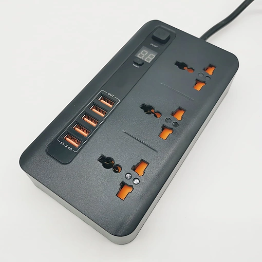 وصلة كهرباء بسلك 5 مداخل USB بطول 2 متر - صورة 3
