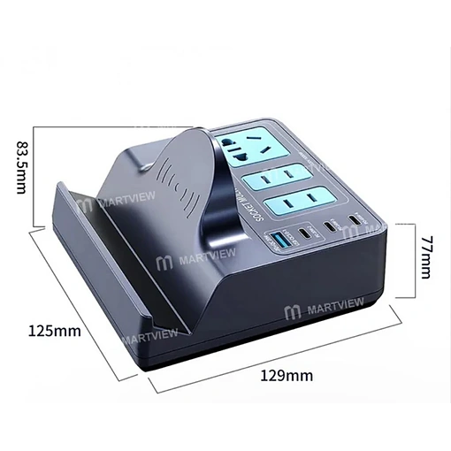 مقبس كهرباء احترافي (مشترك) بقدرة شحن سريعة USB/PD وشحن لاسلكي متعدد الاستخدامات - صورة 4