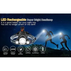 مصباح رأس LED قوي قابل للشحن - صورة 8
