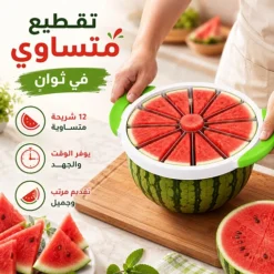 قطّاعة بطيخ احترافية 28 سم بشفرات فولاذ ومقبض سيليكون مريح - صورة 4