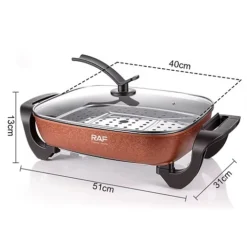قدر طبخ كهربائي RAF سعة 10 لتر 1500 واط متعدد الاستخدامات مع رف تبخير - صورة 9