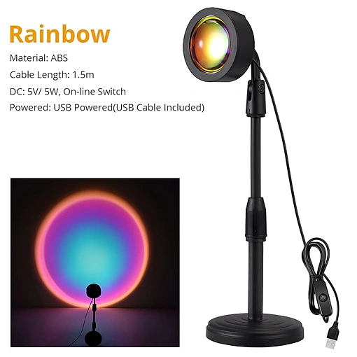 مصباح إسقاط LED قوس قزح إضاءة ساحرة لديكور أنيق وتصوير مذهل - صورة 5