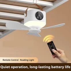 مروحة تخييم قابلة للشحن 3600mAh بإضاءة ليلية و4 سرعات ومؤقت - صورة 6