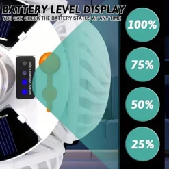 مروحة فانوس للتخييم بإضاءة LED – مروحة معلقة قابلة للشحن للطوارئ والرحلات - صورة 6