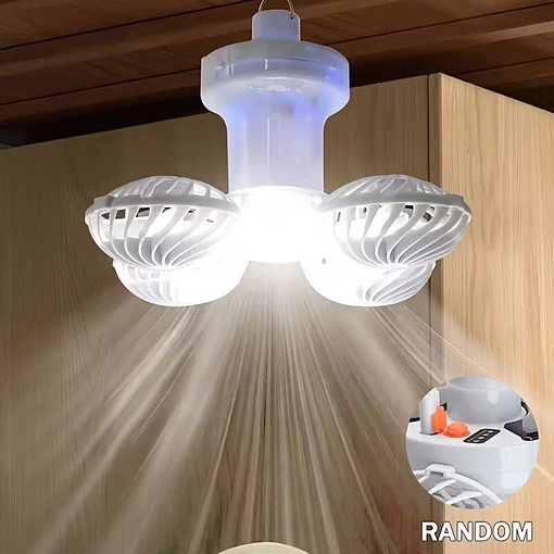 مروحة فانوس للتخييم بإضاءة LED – مروحة معلقة قابلة للشحن للطوارئ والرحلات - صورة 10