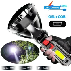 كشاف يدوي LED قابل للشحن – إضاءة قوية بعيدة المدى مع 4 أوضاع - صورة 2