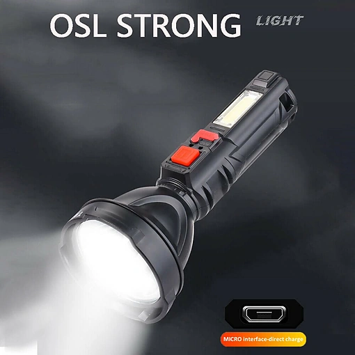 كشاف يدوي LED قابل للشحن – إضاءة قوية بعيدة المدى مع 4 أوضاع - صورة 6