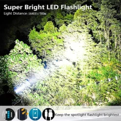 مصباح كشاف LED قابل للشحن مع الشحن بالطاقة الشمسية بمخرج USB - صورة 3