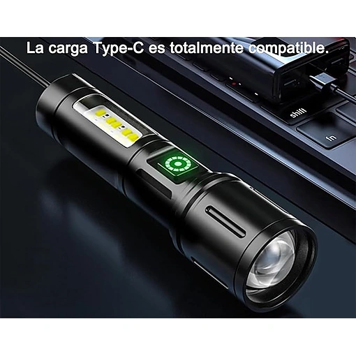 مصباح يدوي LED قابل للشحن بمنفذ Type-C – كشاف قوي بتركيز عالي - صورة 5