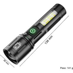 مصباح يدوي LED قابل للشحن بمنفذ Type-C – كشاف قوي بتركيز عالي - صورة 8