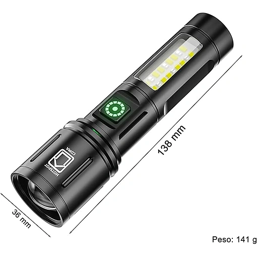 مصباح يدوي LED قابل للشحن بمنفذ Type-C – كشاف قوي بتركيز عالي - صورة 8