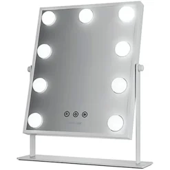 مرآة مكياج LED قابلة للشحن مع 9 مصابيح و3 أوضاع إضاءة