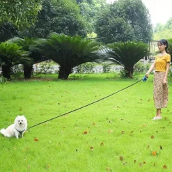 حبل جر كلاب قابل للسحب – مقود تلسكوبي أوتوماتيكي مع قفل 360 درجة - صورة 7