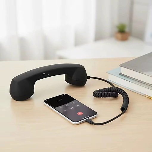 سماعة هاتف ريترو USB-C بميكروفون إلغاء الضوضاء وقاعدة مكتبية - صورة 2