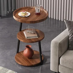 طاولة جانبية مستديرة الأناقة والعملية في تصميم واحد