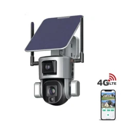 كاميرا S5 شمسية 4K بعدستين وتقريب بصري 20 تغطية كاملة واتصال Wi-Fi و4G