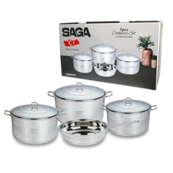 طقم أواني طهي ستانلس ستيل 7 قطع من Saga - صورة 2