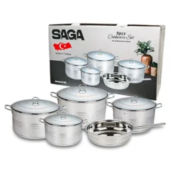 طقم أواني طهي ستانلس ستيل 9 قطع من Saga - صورة 3