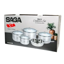 طقم أواني طهي ستانلس ستيل 9 قطع من Saga - صورة 5