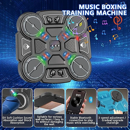 بوكس ملاكمة موسيقية ذكية بلوتوث – هدف تدريب جداري مع إضاءة LED - صورة 3