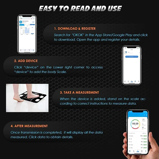 ميزان رقمي لدهون الجسم ذكي بتقنية البلوتوث - صورة 3
