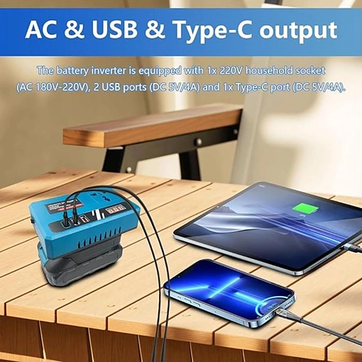محول طاقة ذكي محمول مع منفذ AC و2 USB ومنفذ USB Type-C وشاشة LED - صورة 2