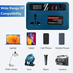 محول طاقة ذكي محمول مع منفذ AC و2 USB ومنفذ USB Type-C وشاشة LED - صورة 3